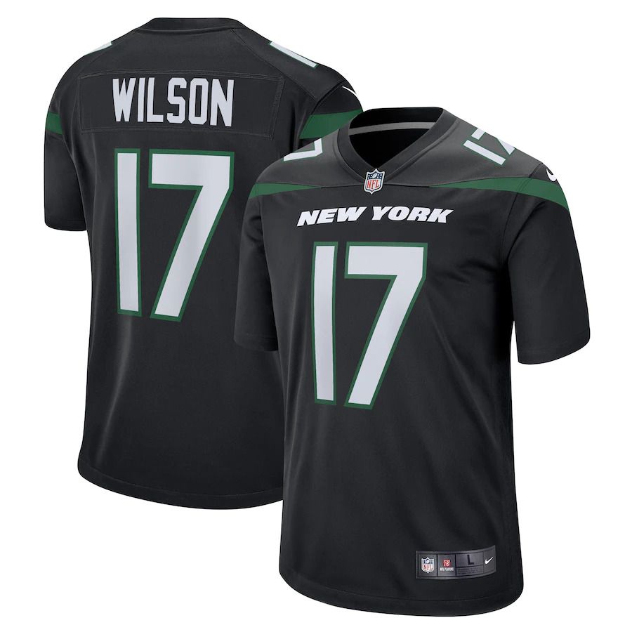 Men New York Jets #17 Garrett Wilson Nike Stealth Black Alternate Game Player NFL Jersey